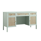 Frances Rattan 3-Drawer Desk – Mint