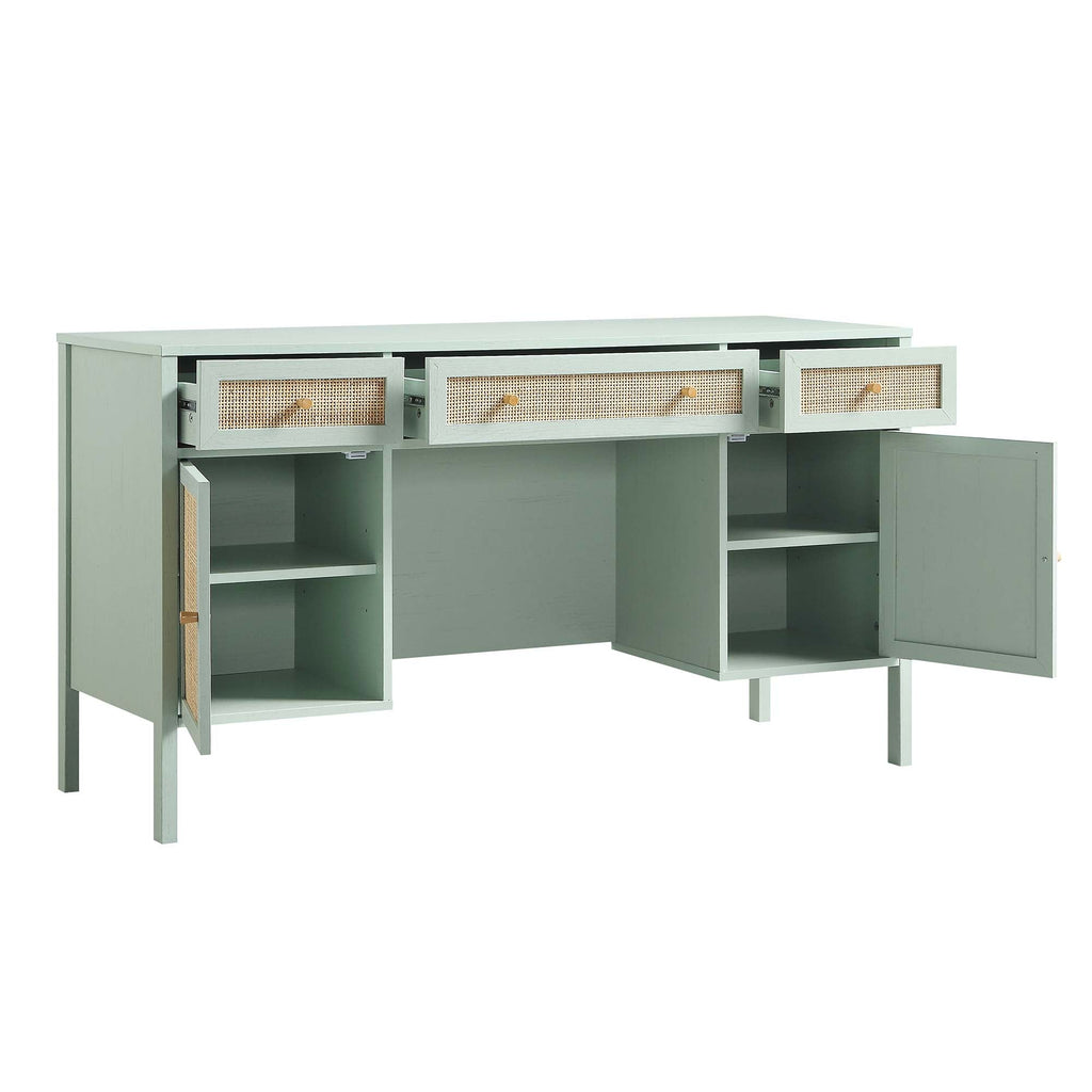 Frances Rattan 3-Drawer Desk – Mint