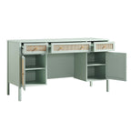 Frances Rattan 3-Drawer Desk – Mint