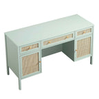 Frances Rattan 3-Drawer Desk – Mint