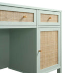 Frances Rattan 3-Drawer Desk – Mint
