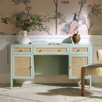 Frances Rattan 3-Drawer Desk – Mint