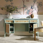 Frances Rattan 3-Drawer Desk – Mint
