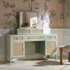 Frances Rattan 3-Drawer Desk – Mint