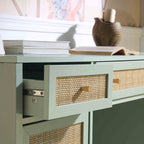 Frances Rattan 3-Drawer Desk – Mint