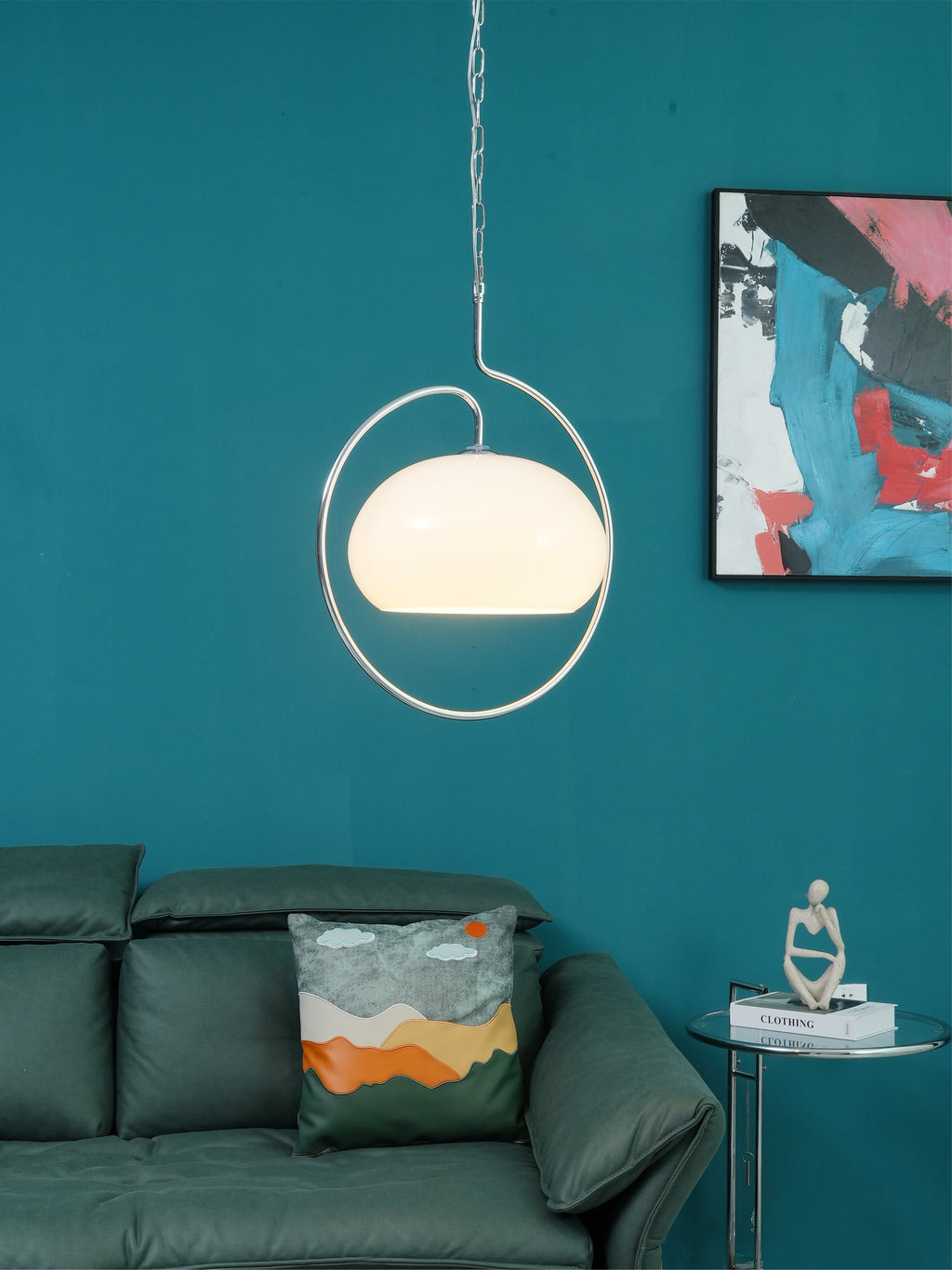 Caramel Dome Chrome Pendant Lamp