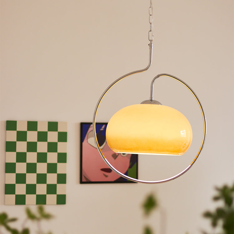Caramel Dome Chrome Pendant Lamp