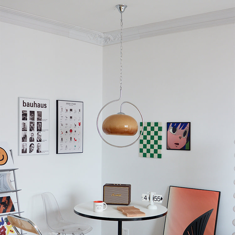 Caramel Dome Chrome Pendant Lamp