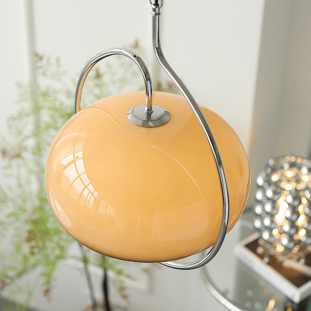 Caramel Dome Chrome Pendant Lamp