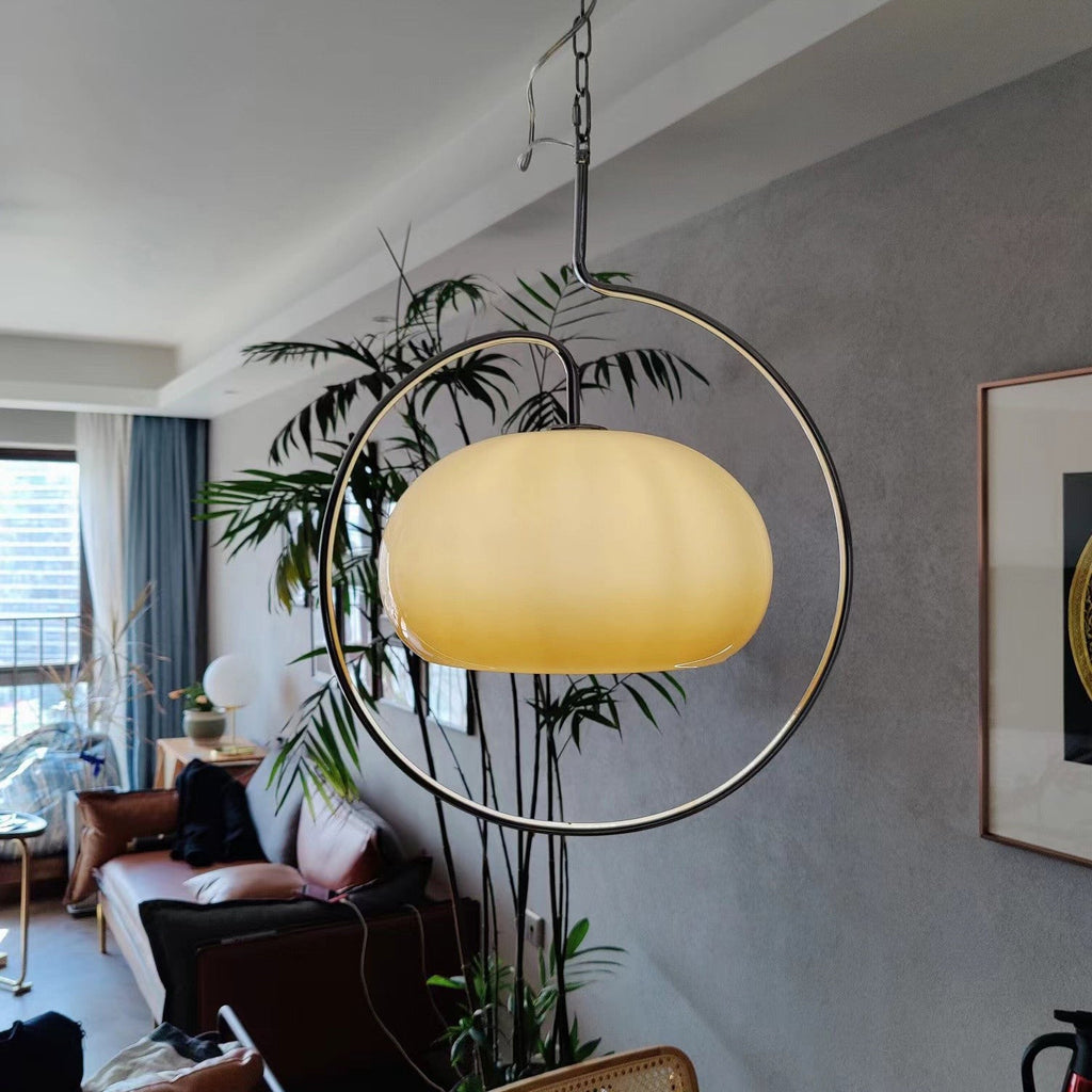 Caramel Dome Chrome Pendant Lamp