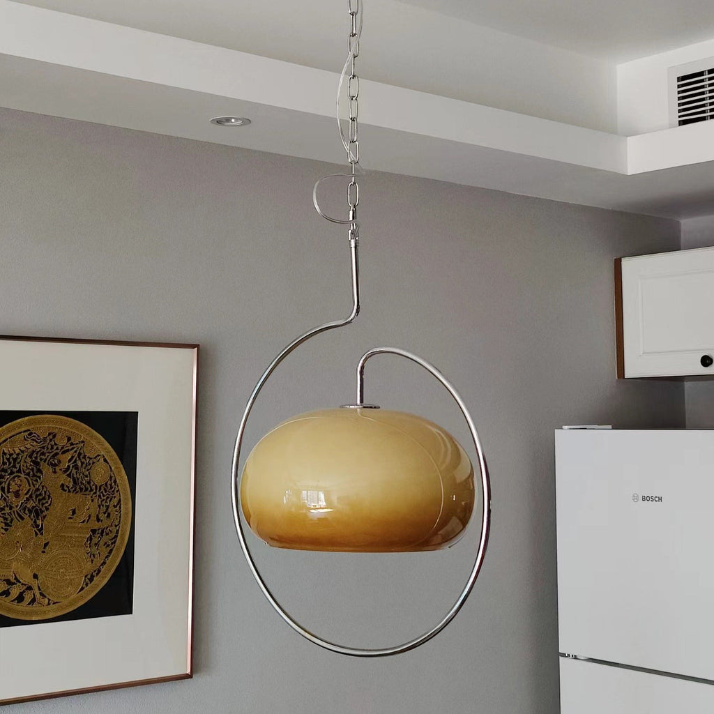 Caramel Dome Chrome Pendant Lamp