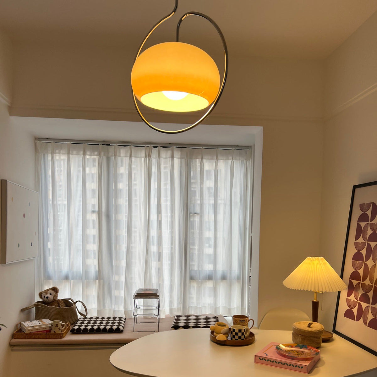Caramel Dome Chrome Pendant Lamp