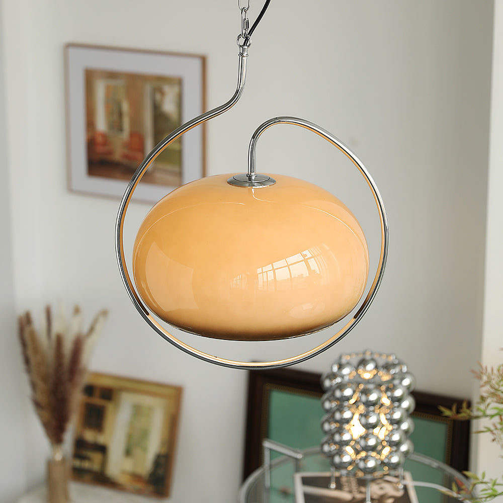 Caramel Dome Chrome Pendant Lamp