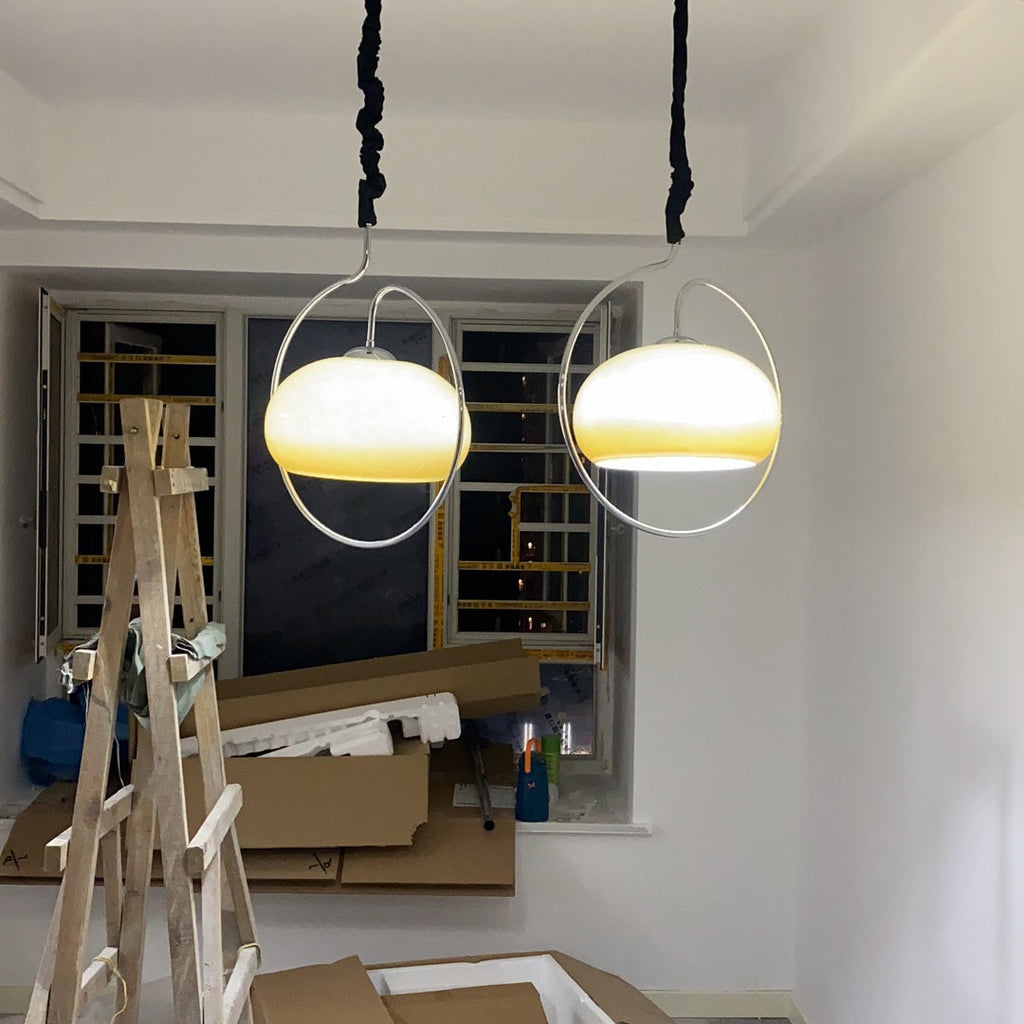 Caramel Dome Chrome Pendant Lamp