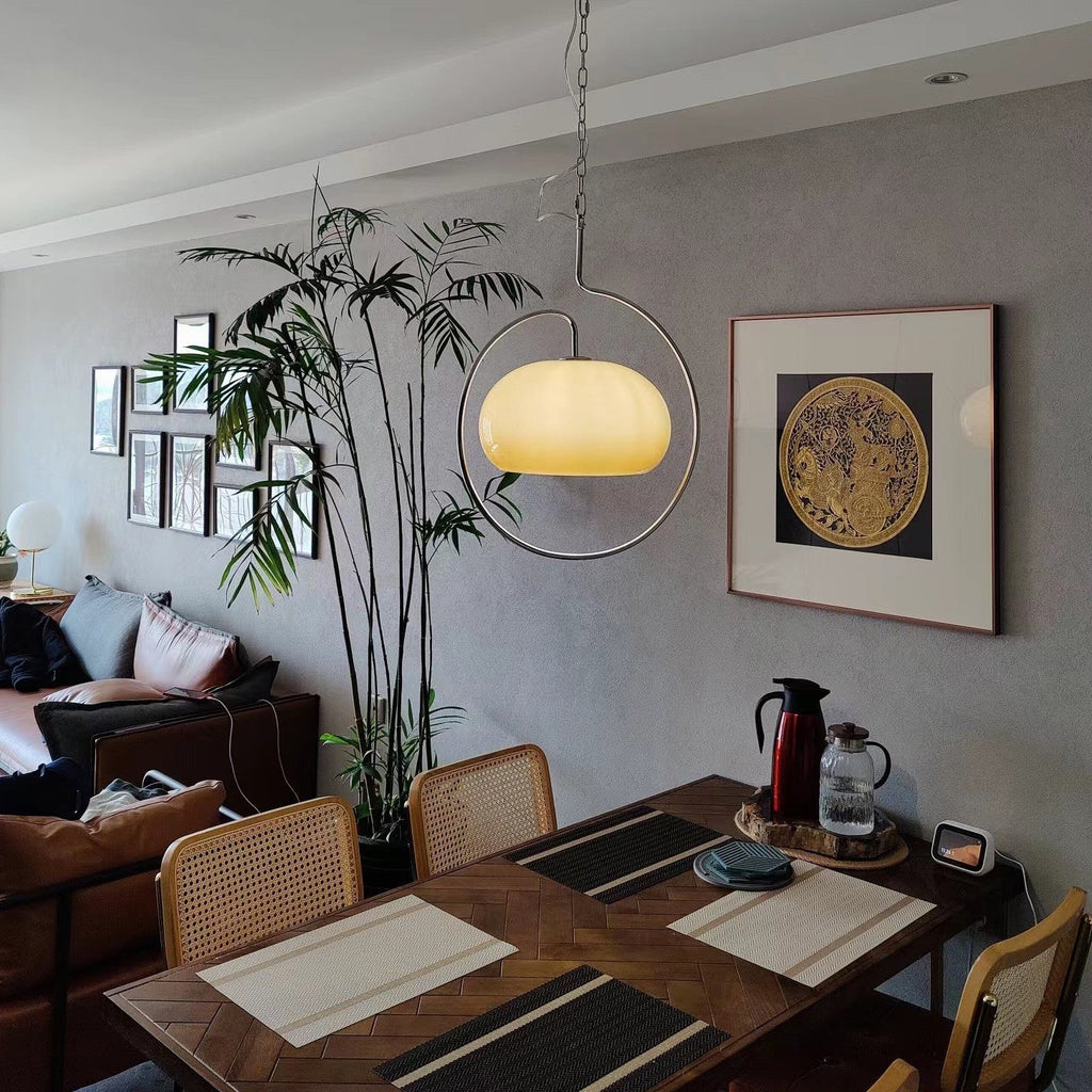 Caramel Dome Chrome Pendant Lamp