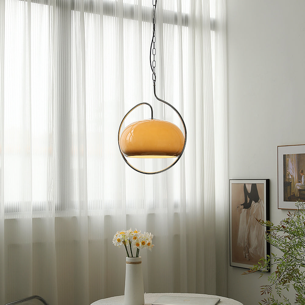 Caramel Dome Chrome Pendant Lamp
