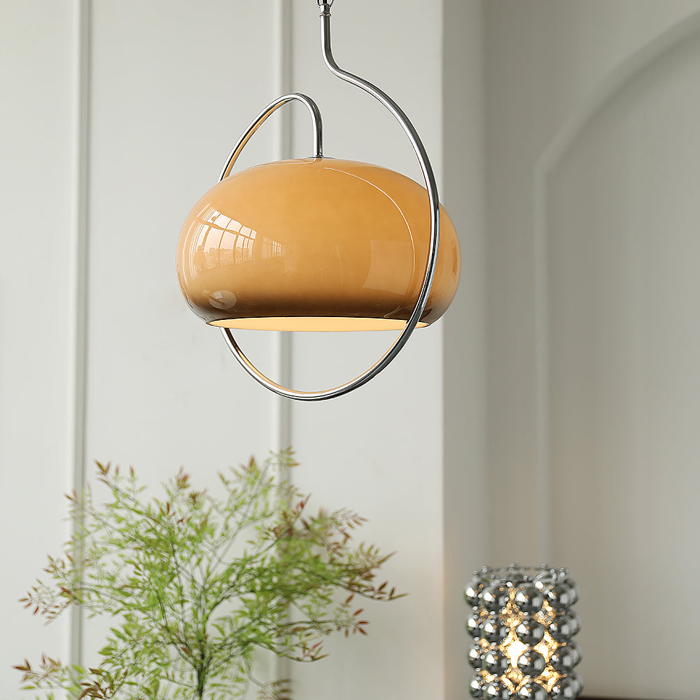 Caramel Dome Chrome Pendant Lamp