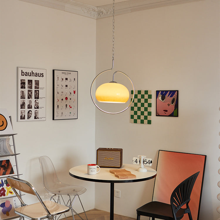 Caramel Dome Chrome Pendant Lamp
