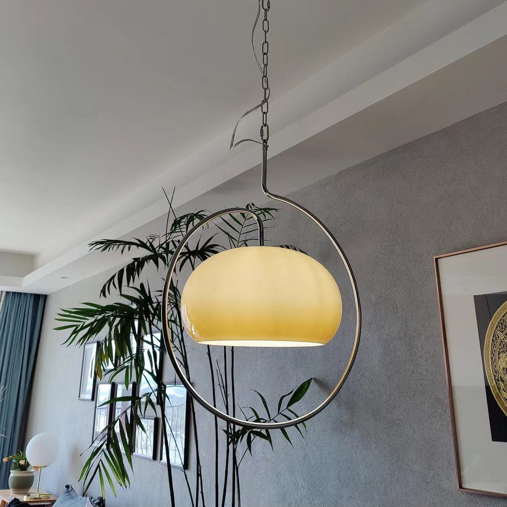 Caramel Dome Chrome Pendant Lamp