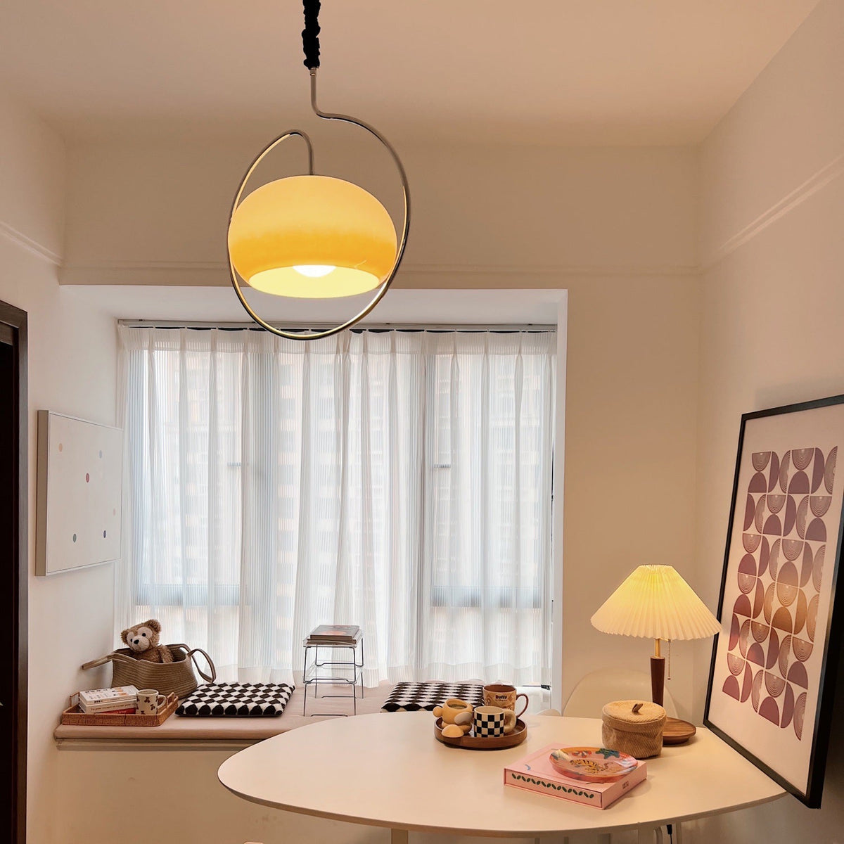 Caramel Dome Chrome Pendant Lamp