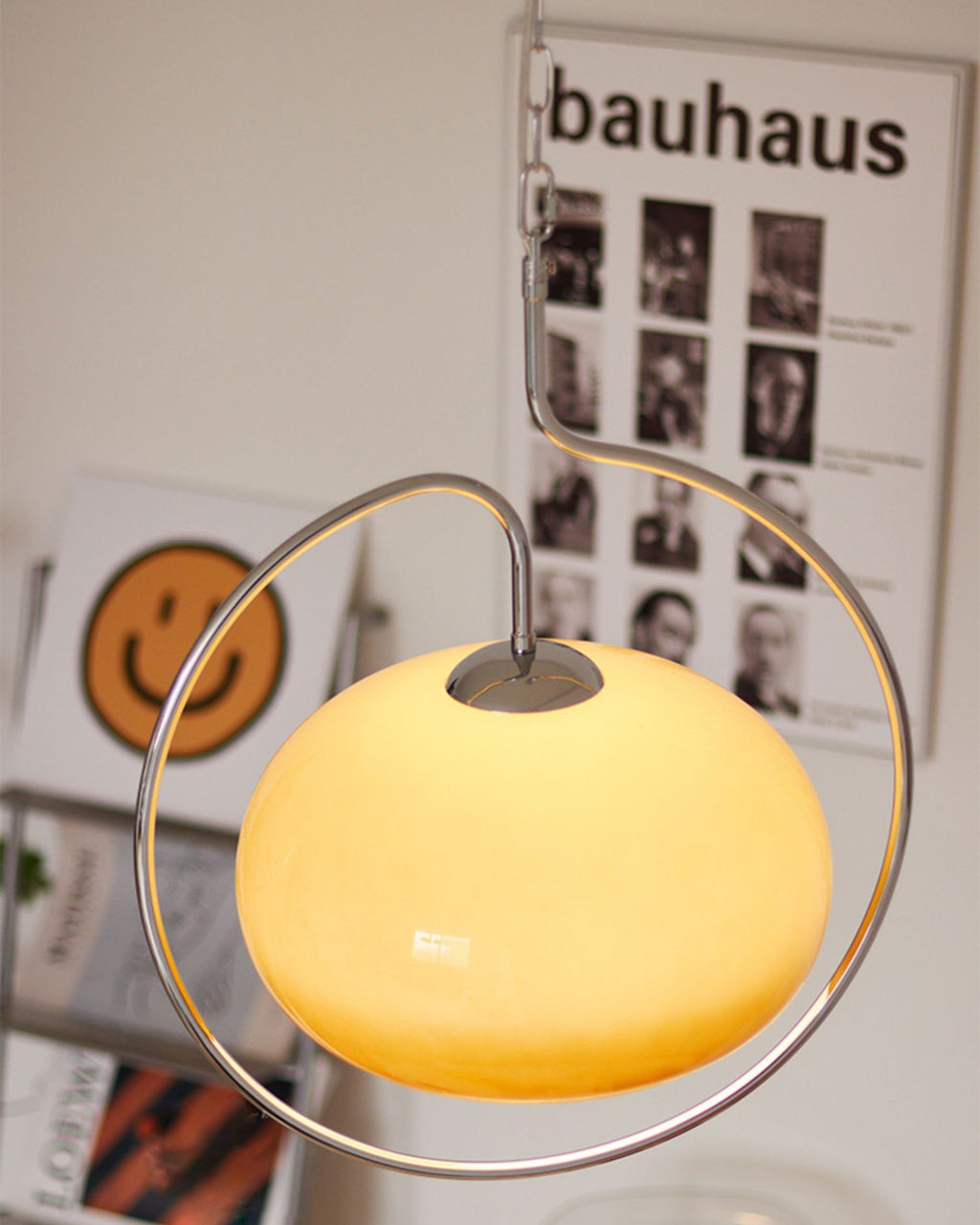 Caramel Dome Chrome Pendant Lamp
