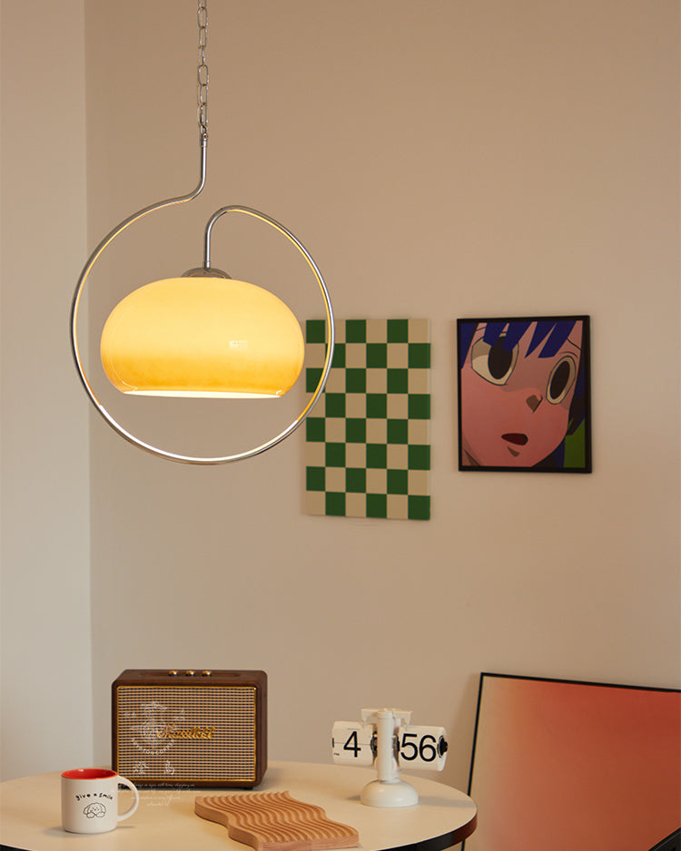Caramel Dome Chrome Pendant Lamp