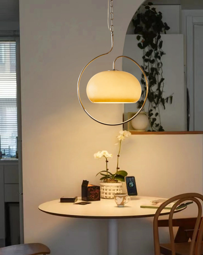 Caramel Dome Chrome Pendant Lamp