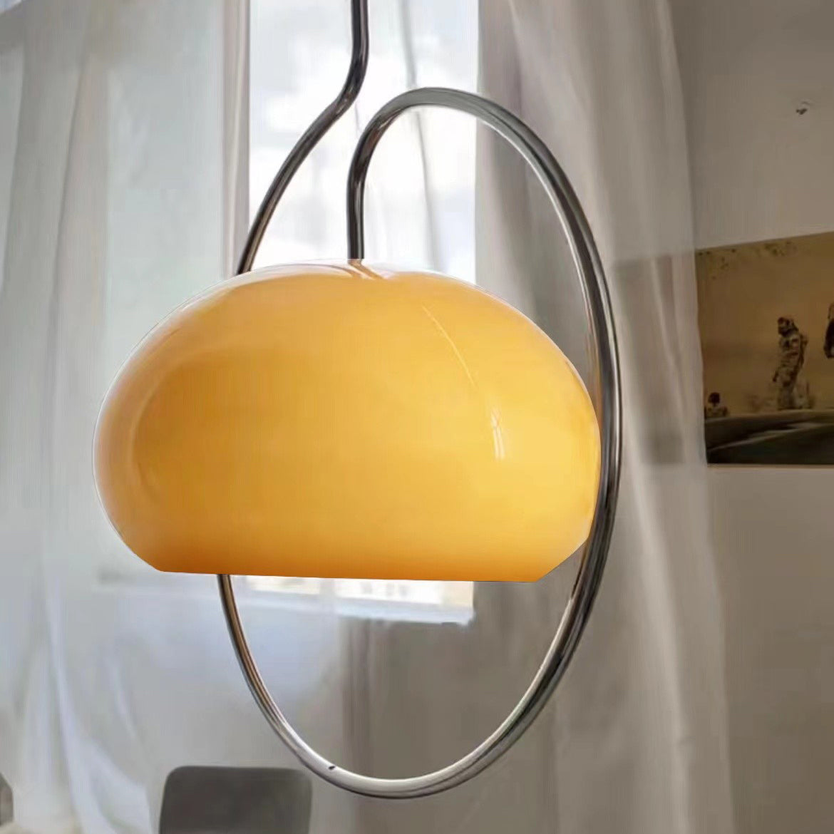 Caramel Dome Chrome Pendant Lamp
