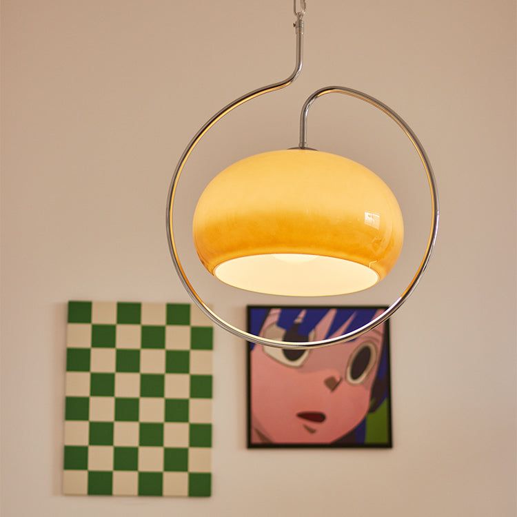 Caramel Dome Chrome Pendant Lamp