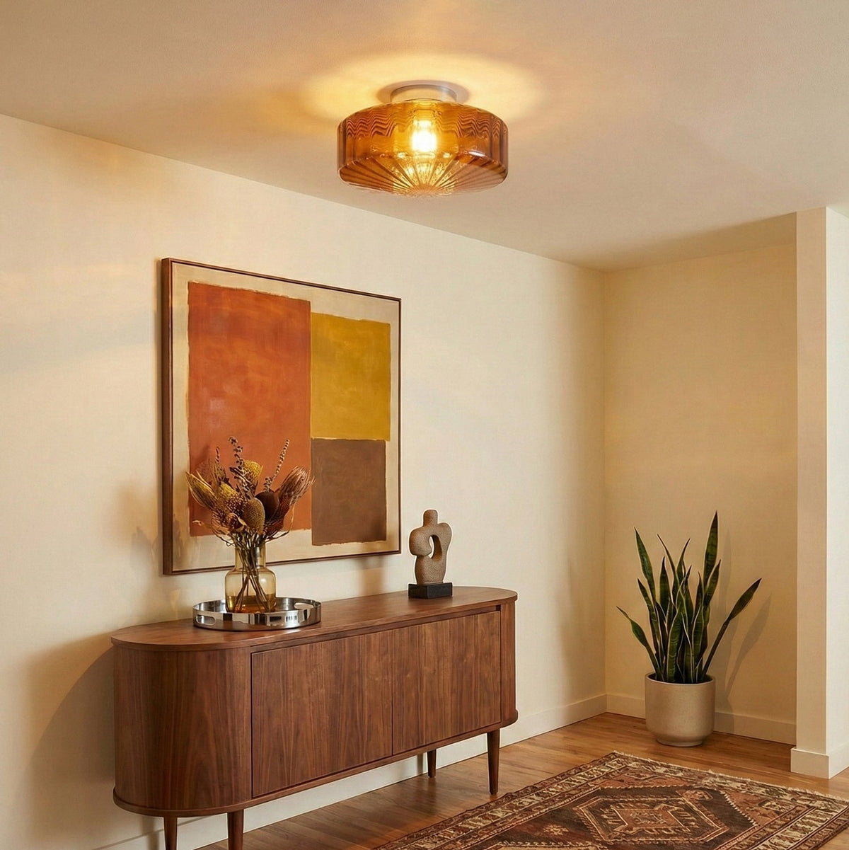 Hasos Ribbed Glass Ceiling Light