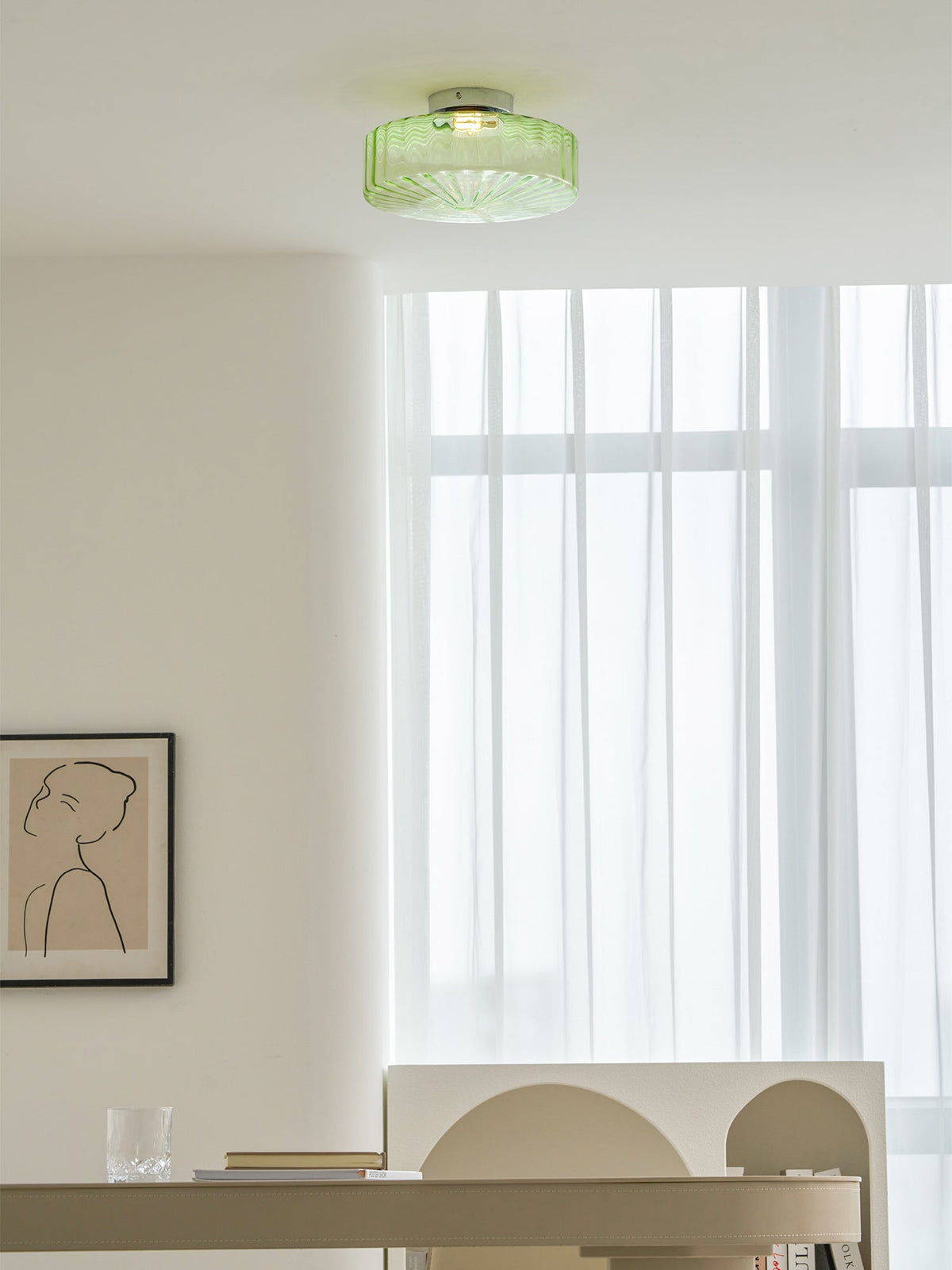 Hasos Ribbed Glass Ceiling Light