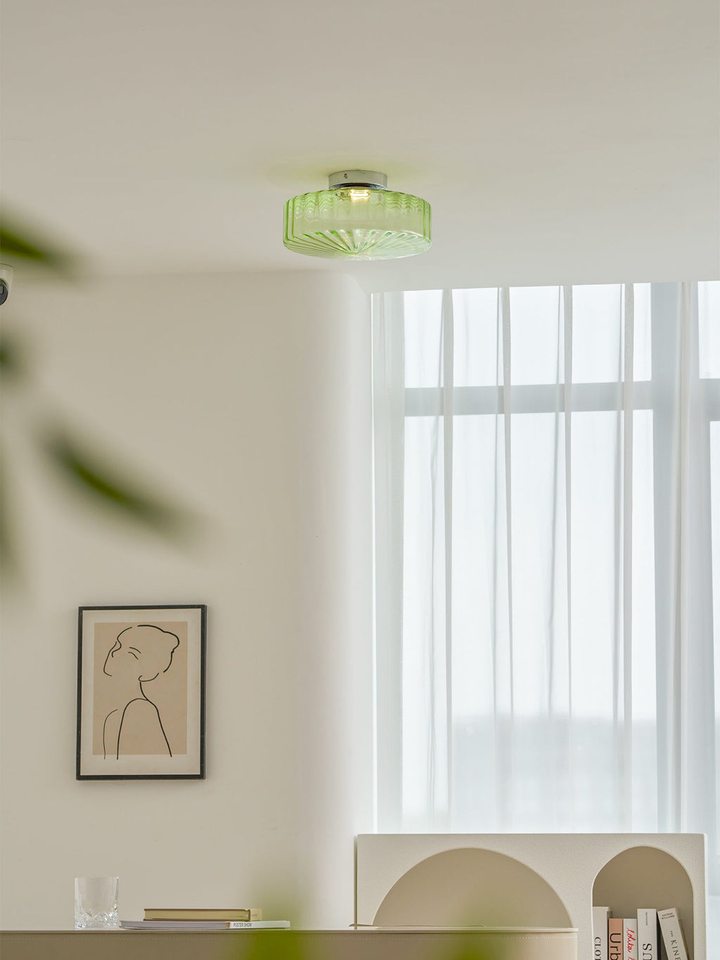 Hasos Ribbed Glass Ceiling Light