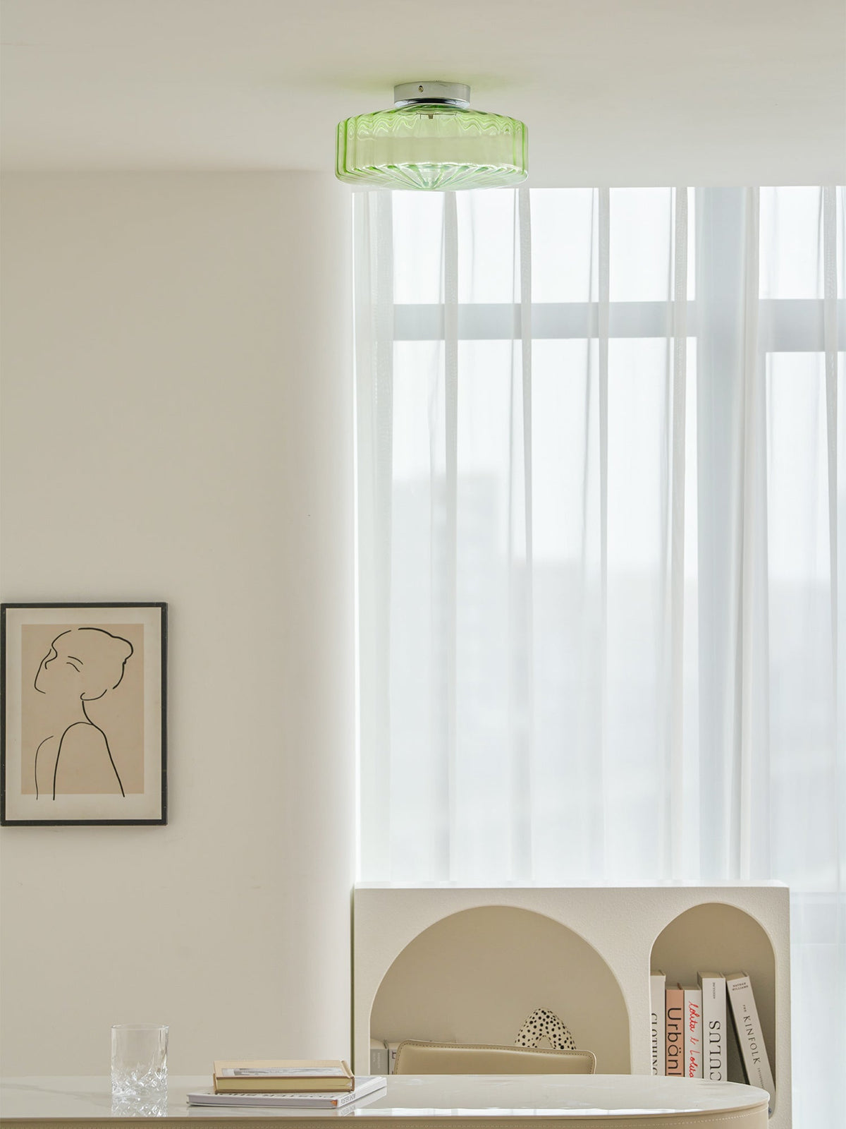 Hasos Ribbed Glass Ceiling Light