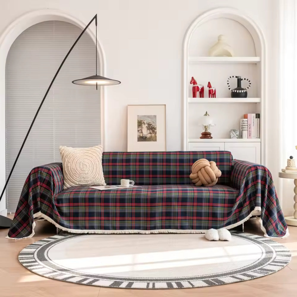 Cottage Plaid Sofa Cover