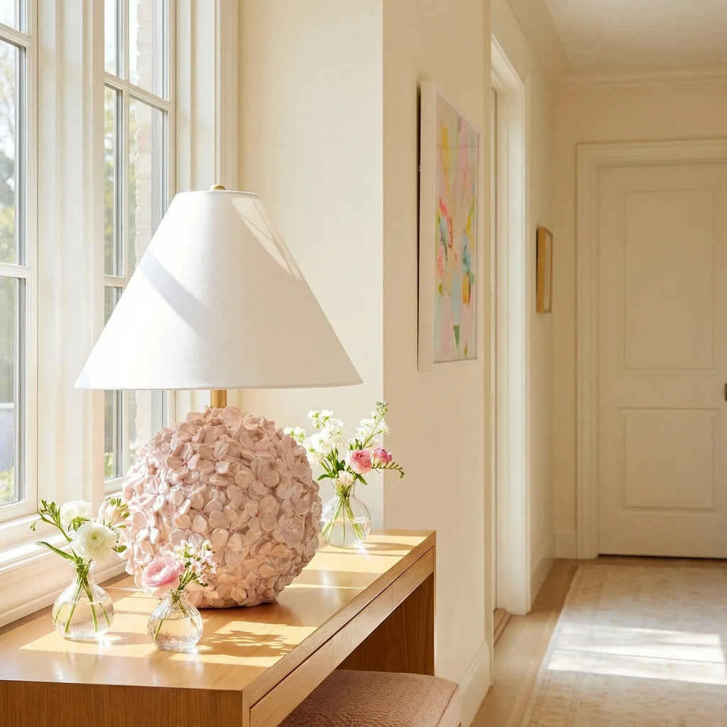 Isolde Floral Linen Table Lamp