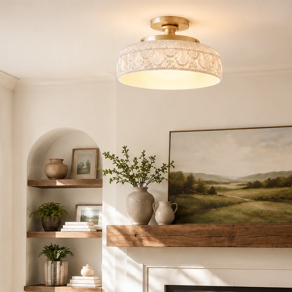 Jules Textured Glass Disc Ceiling Light