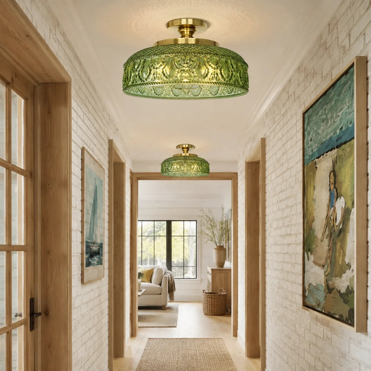 Jules Textured Glass Disc Ceiling Light