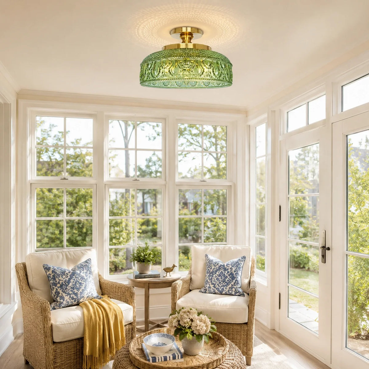 Jules Textured Glass Disc Ceiling Light