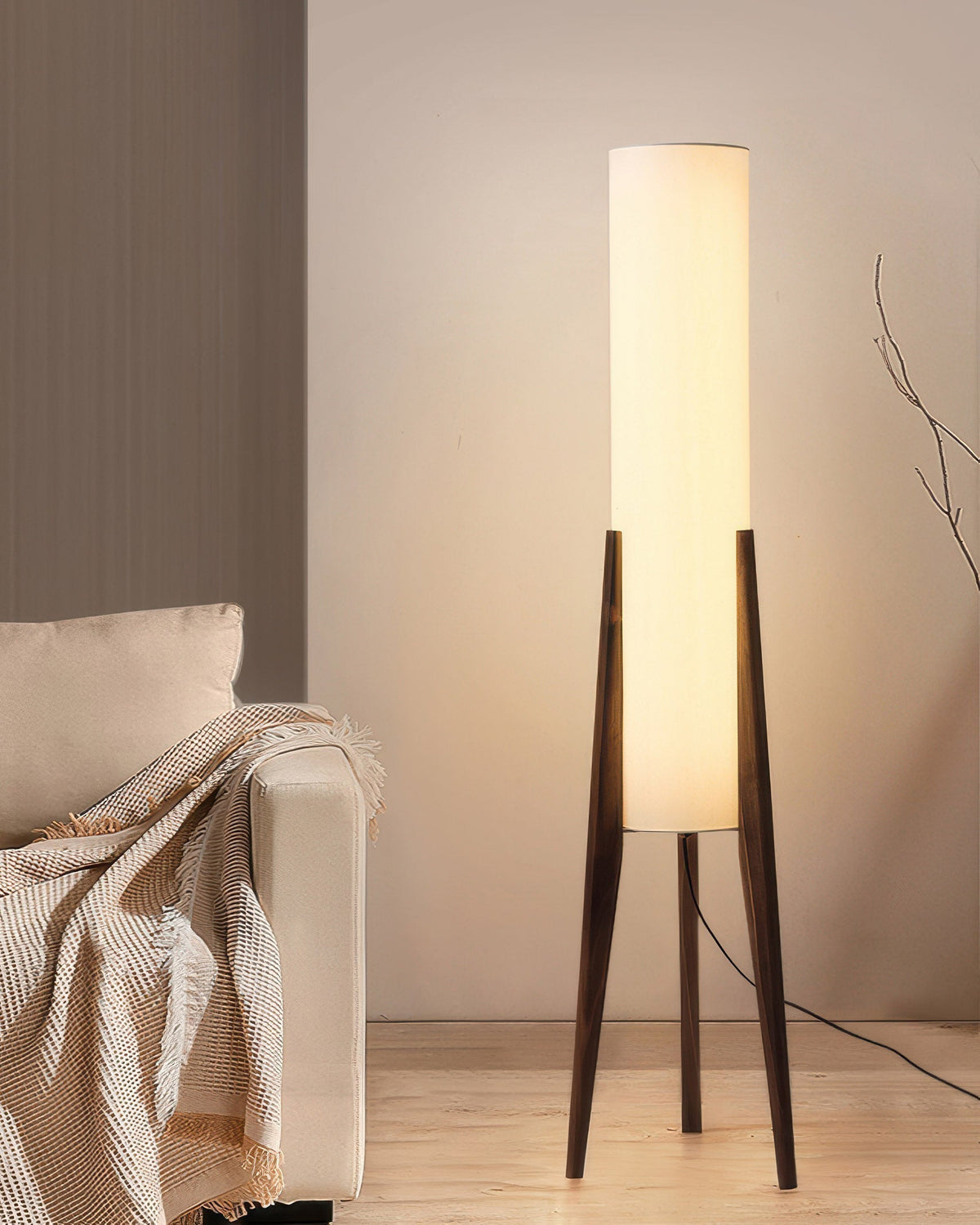 Walnut Wood Floor Lamp