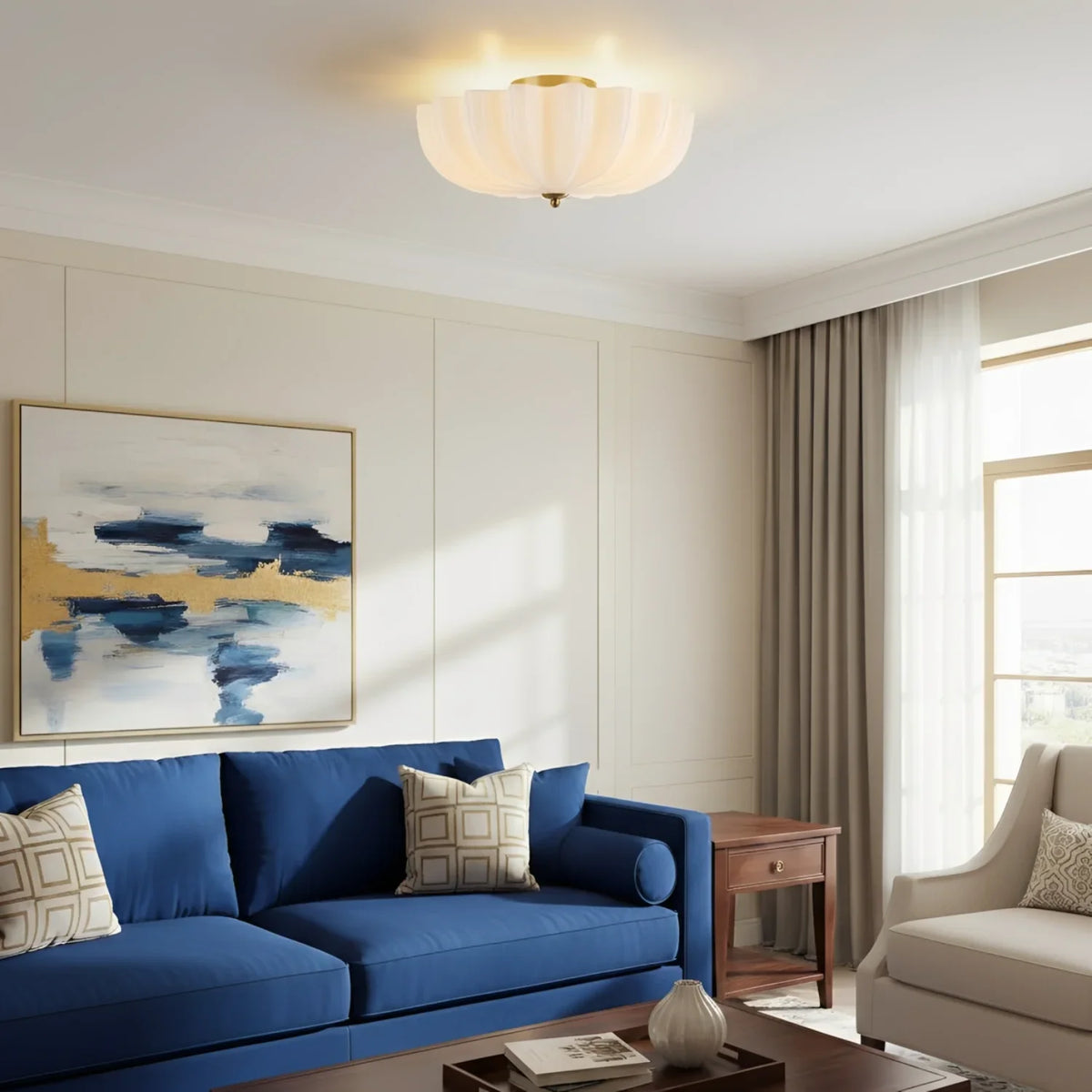Liorah Daisy Glass Semi-Flush Ceiling Light