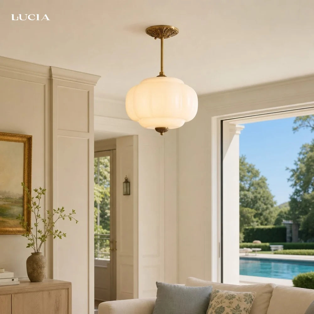 Eloise Pumpkin Glass Semi-Flush Light