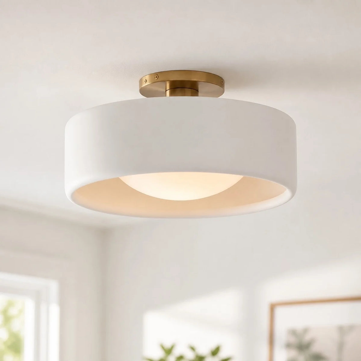 Modern Porcelain Semi-Flush Ceiling Light
