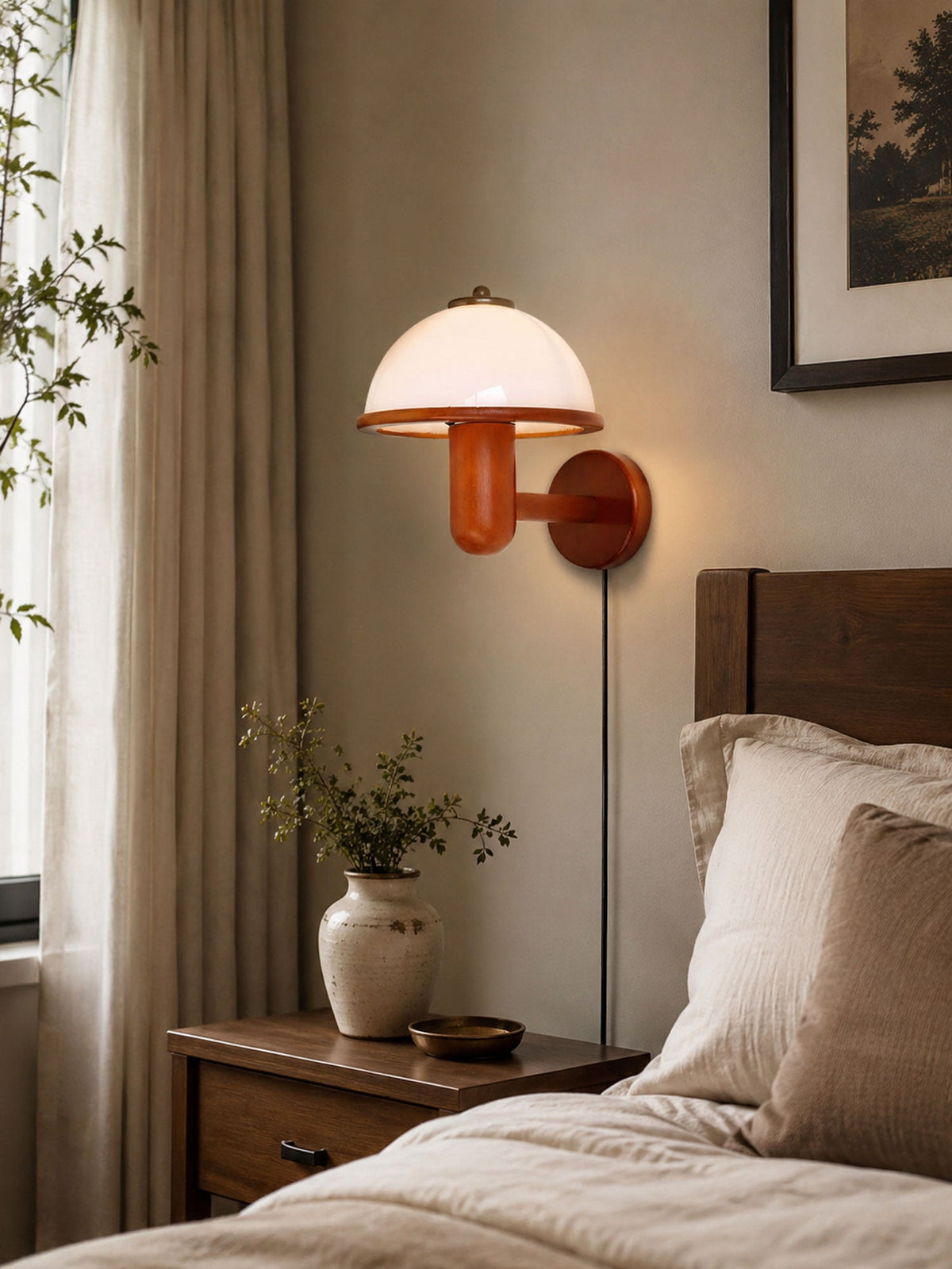 Mushroom Wood Wall Light