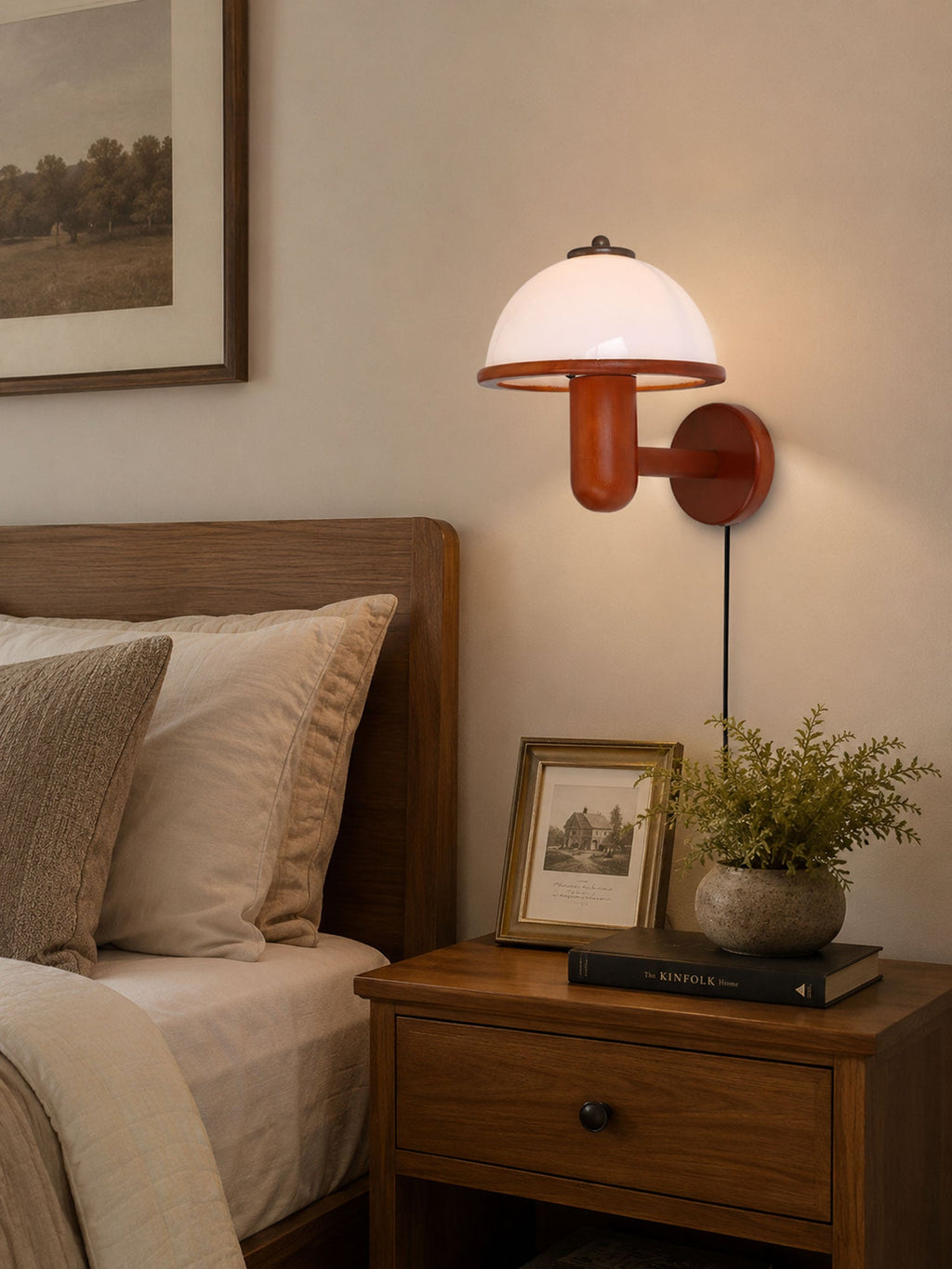 Mushroom Wood Wall Light