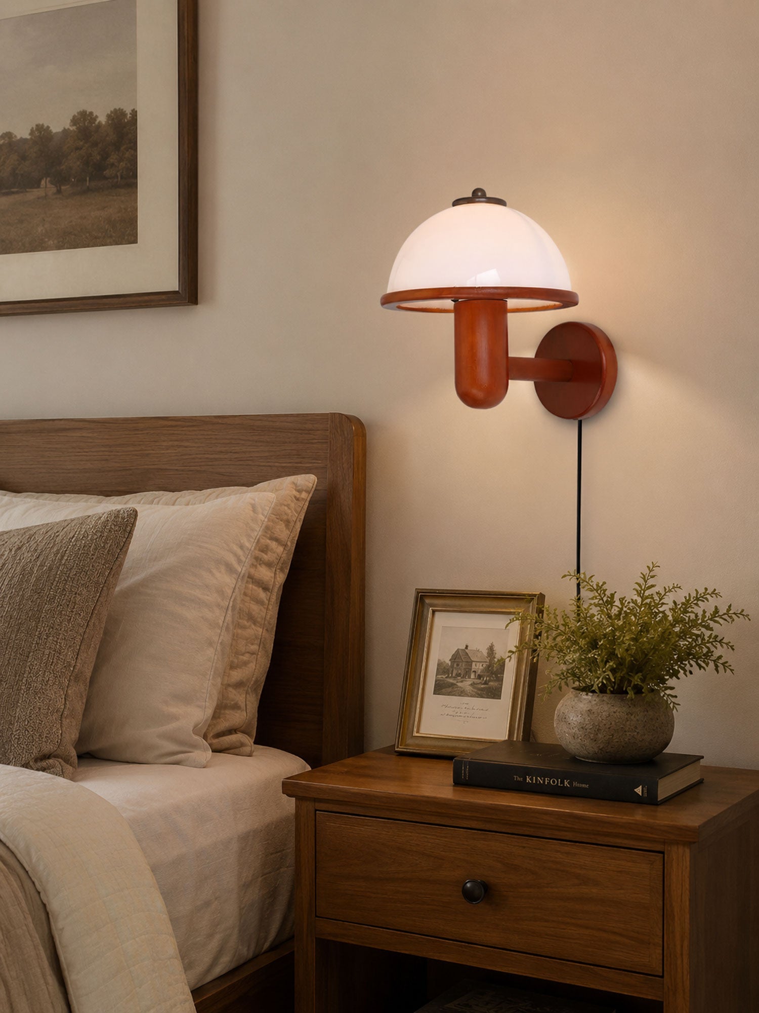 Mushroom Wood Wall Light