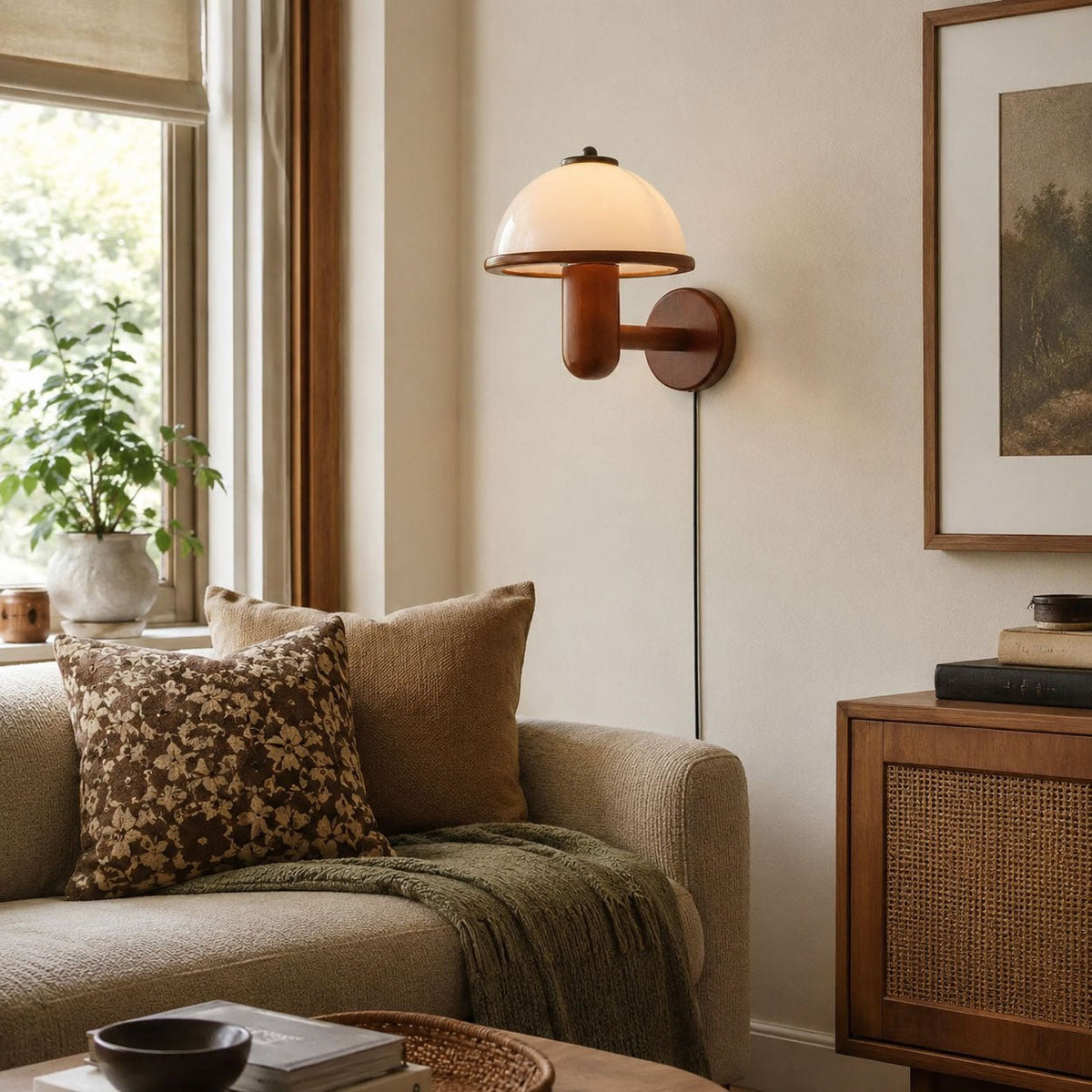 Mushroom Wood Wall Light
