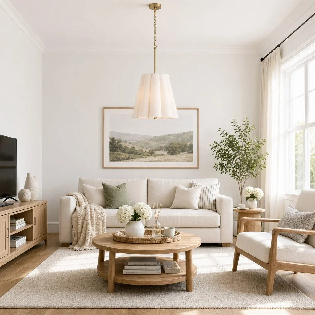 Nevan Scalloped Linen 3-Light Pendant