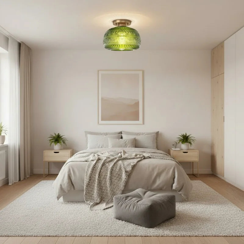 Oliver Carved Glass Semi-Flush Ceiling Light