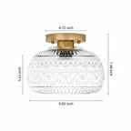 Oliver Carved Glass Semi-Flush Ceiling Light