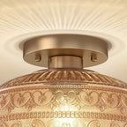 Oliver Carved Glass Semi-Flush Ceiling Light